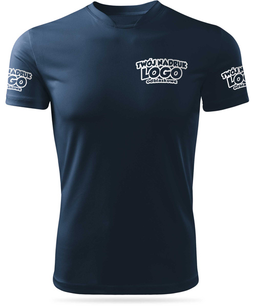 Granatowa męska koszulka termoaktywna z własnym nadrukiem