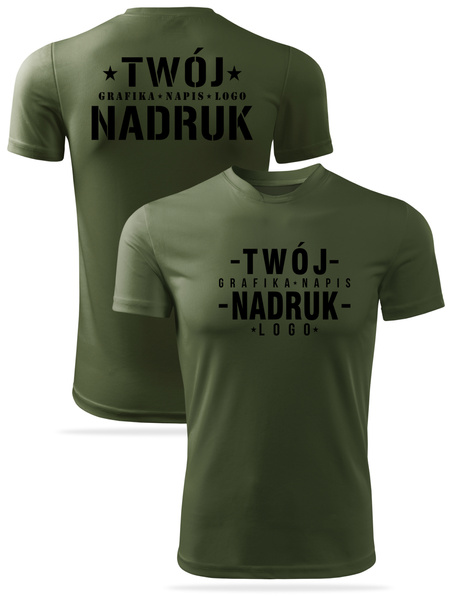 Termoaktywna koszulka outdoorowa z własnym nadrukiem - kolor khaki