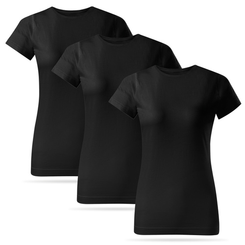 Zestaw 3 sztuk damskich koszulek bawełnianych T-shirt - kolor czarny
