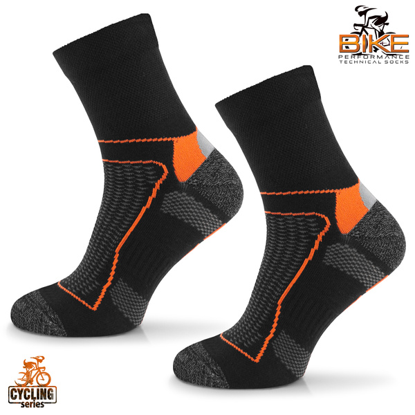Skarpety rowerowe BIK1 DryTex – czarnopomarańczowe
