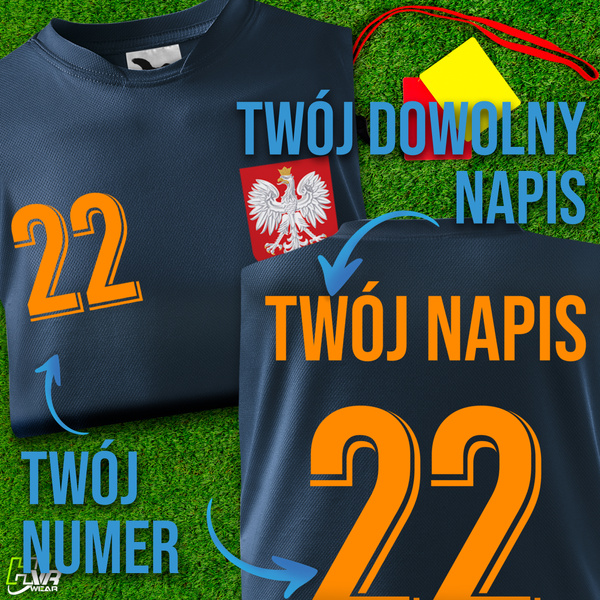 Sportowa koszulka termoaktywna T-shirt z TWOIM NAPISEM I NUMEREM