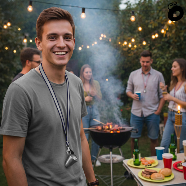 Zestaw imprezowy smycz odblaskowa GRANATOWA z kieliszkiem metalowym