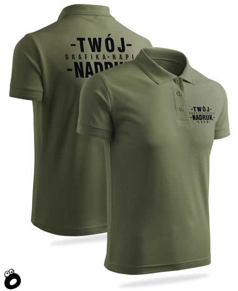 Bawełniana męska koszulka polo z własnym nadrukiem - kolor khaki