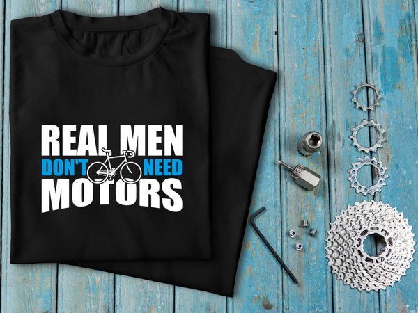 Czarna koszulka T-shirt nadruk REAL MEN DON'T NEED MOTORS