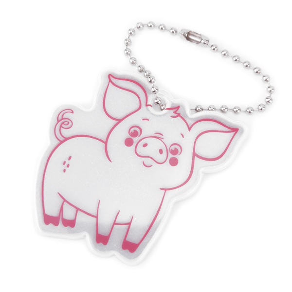 Zawieszka odblaskowa na łańcuszku - ŚWINKA