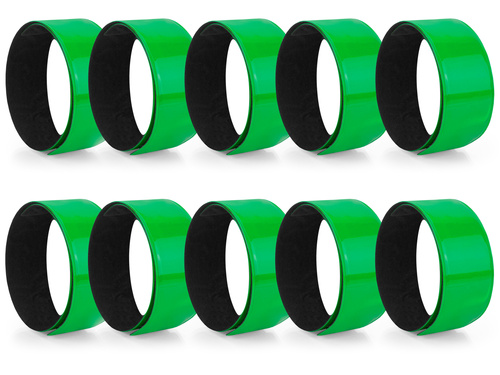 Komplet odblaskowych opasek samozaciskowych - 10 sztuki kolor zielony