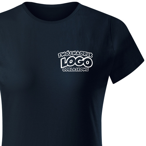 Damska bawełniana koszulka T-shirt z własnym nadrukiem - kolor granatowy