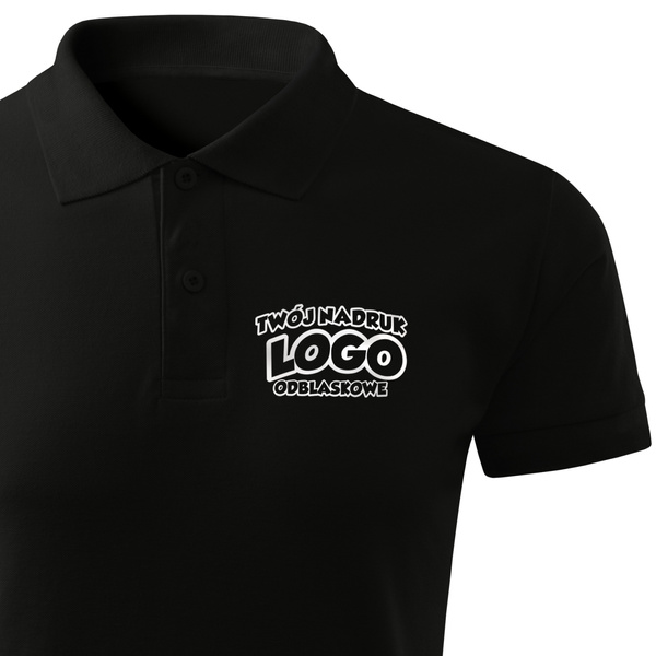 Bawełniana męska koszulka polo z własnym nadrukiem - kolor czarny