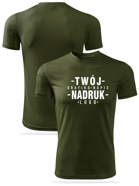 Termoaktywna koszulka outdoorowa z własnym nadrukiem - kolor zieleń wojskowa