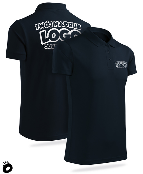 Termoaktywna męska koszulka polo z własnym nadruku - kolor granatowy