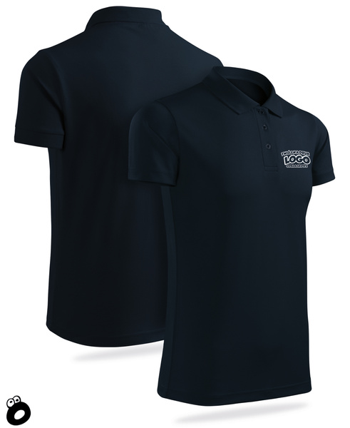 Termoaktywna męska koszulka polo z własnym nadruku - kolor granatowy