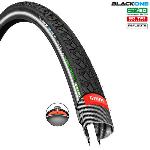 Opona rowerowa BLACKONE Unicorn 28x1 5/8x1 3/8 / 37-622 REFLEXITE - homologacja E-bike