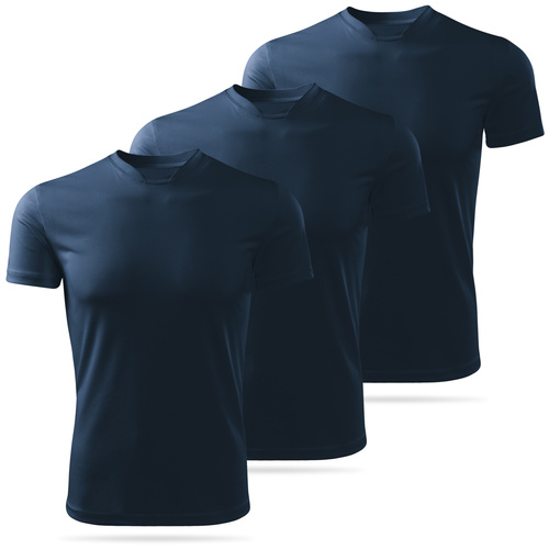 Zestaw 3 sztuk męskich koszulek sportowych - kolor granatowy