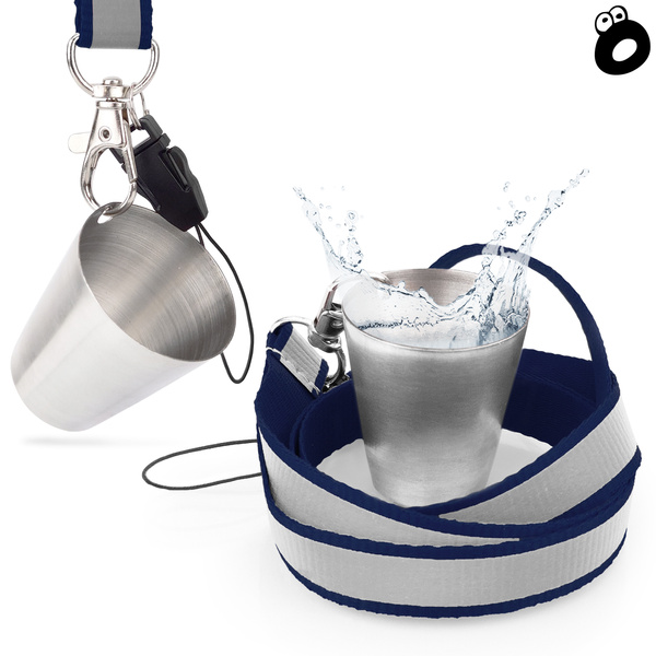 Zestaw imprezowy smycz odblaskowa GRANATOWA z kieliszkiem metalowym