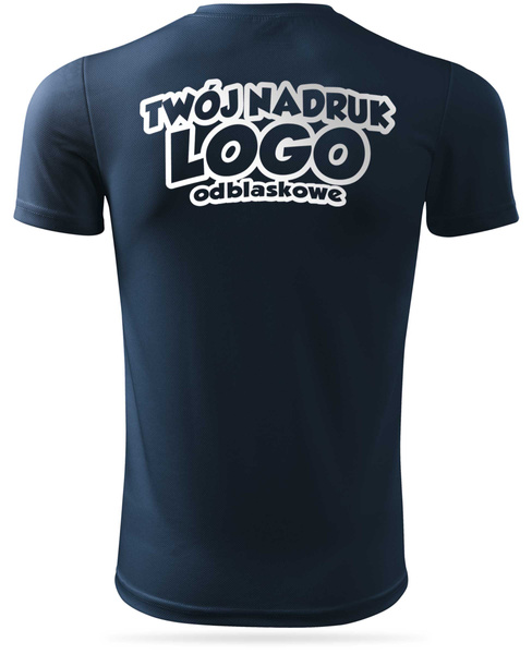 Granatowa męska koszulka termoaktywna z własnym nadrukiem