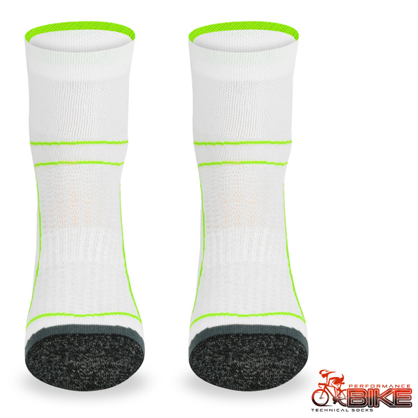Skarpety rowerowe BIK1 DryTex – biało-zielone