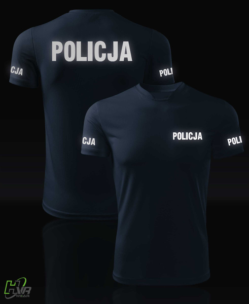 Granatowa koszulka termoaktywna nadruk POLICJA