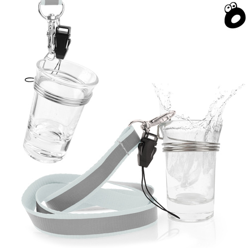 Zestaw imprezowy smycz odblaskowa SZARA z kieliszkiem szklanym