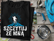Czarna koszulka T-shirt nadruk SZCZYTUJ ZE MNĄ