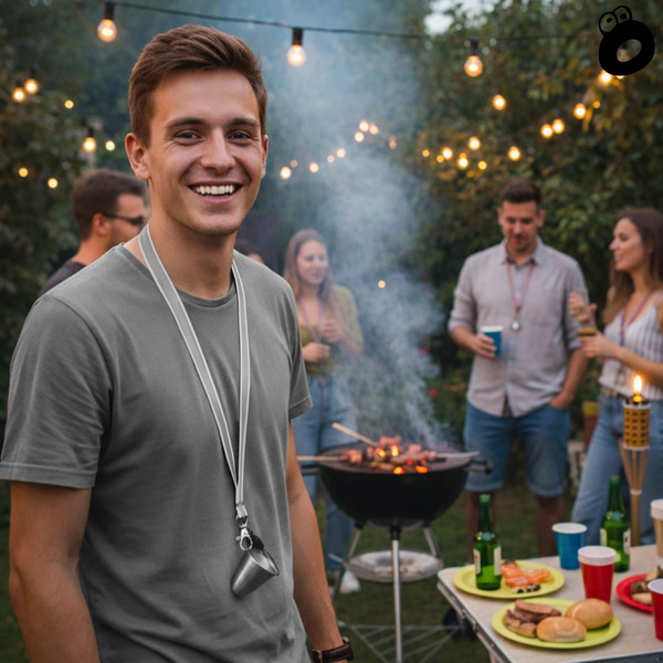 Zestaw imprezowy smycz odblaskowa SZARA z kieliszkiem metalowym