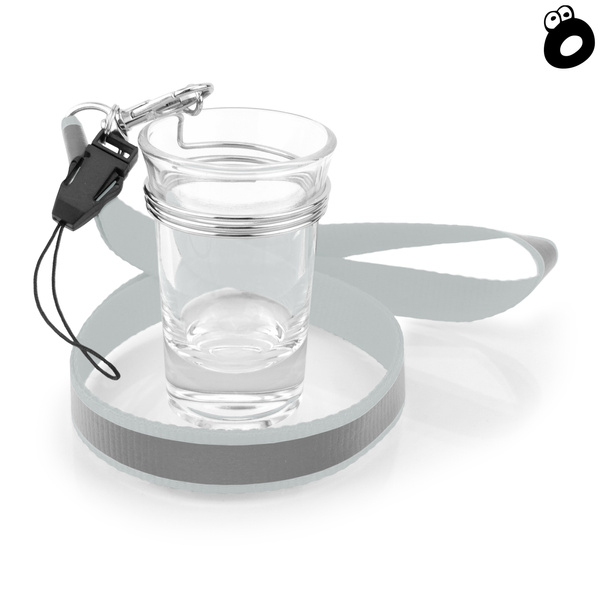 Zestaw imprezowy smycz odblaskowa SZARA z kieliszkiem szklanym