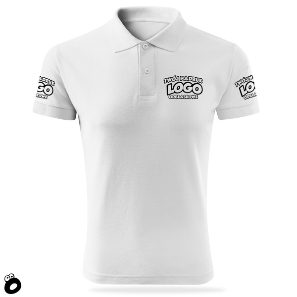 Bawełniana męska koszulka polo z własnym nadrukiem - kolor biały