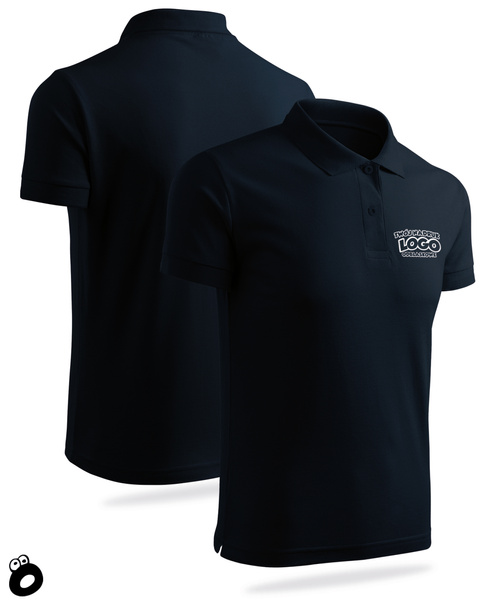 Bawełniana męska koszulka polo z własnym nadrukiem - kolor granatowy