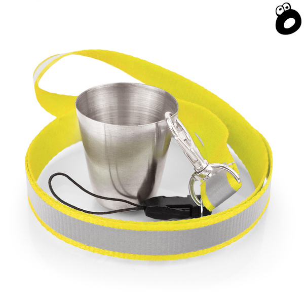 Zestaw imprezowy smycz odblaskowa ŻÓŁTA z kieliszkiem metalowym