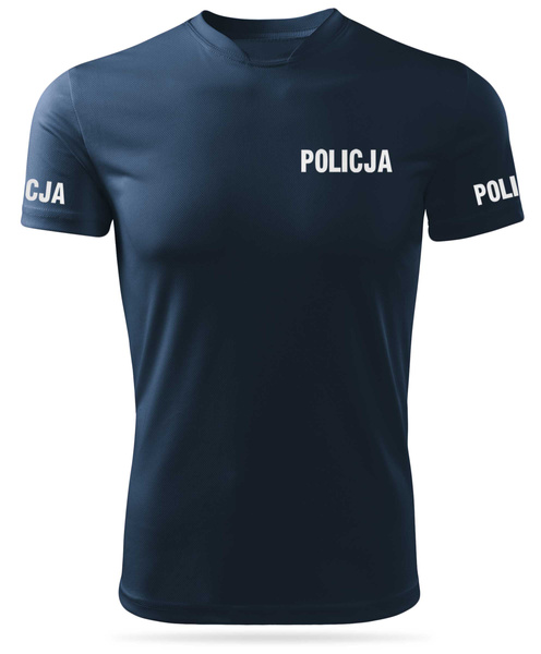 Granatowa koszulka termoaktywna nadruk POLICJA