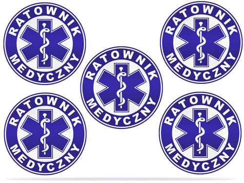 Komplet 5szt naklejek medycznych odblaskowych – RATOWNIK MEDYCZNY - 5cm