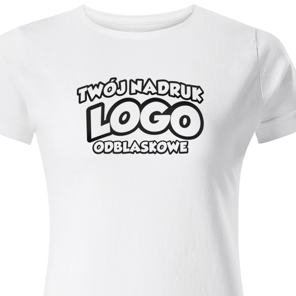 Damska bawełniana koszulka T-shirt z własnym nadrukiem - kolor biały