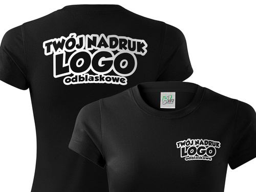 Czarna damska koszulka termoaktywna z własnym nadrukiem