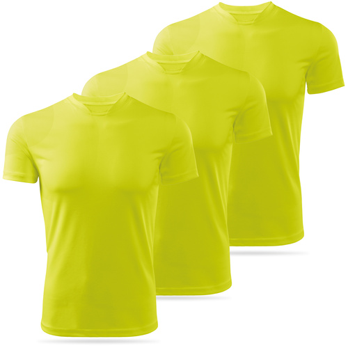 Zestaw 3 sztuk męskich koszulek sportowych - kolor kolor żółty neonowy