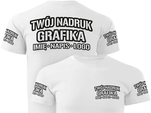 Biała męska koszulka T-shirt z własnym nadrukiem