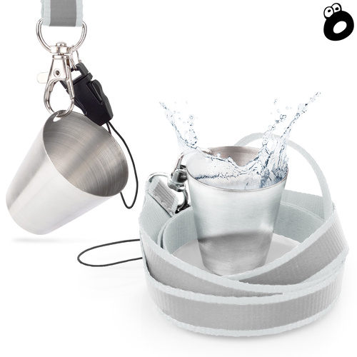 Zestaw imprezowy smycz odblaskowa SZARA z kieliszkiem metalowym