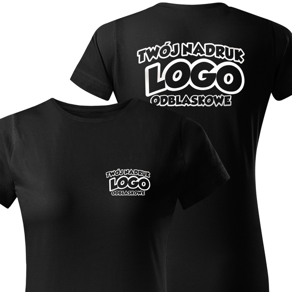 Damska bawełniana koszulka T-shirt z własnym nadrukiem - kolor czarny