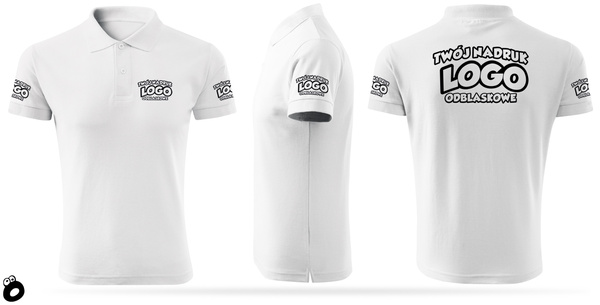 Bawełniana męska koszulka polo z własnym nadrukiem - kolor biały