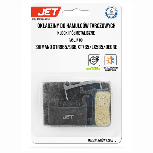 Okładziny półmetaliczne klocki JET do hamulców Shimano XTR965/966,XT765/LX585/Deore