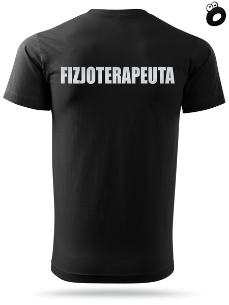 Koszulka męska T-shirt, kolor czarny nadruk odblaskowy FIZJOTERAPEUTA