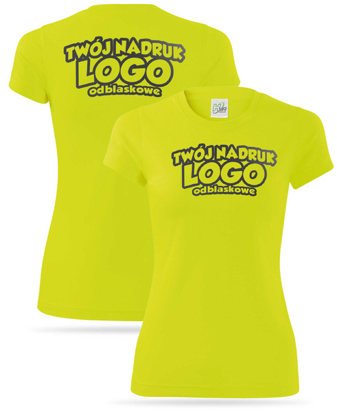 Żółta damska koszulka termoaktywna z własnym nadrukiem