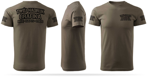 Brązowa męska koszulka T-shirt z własnym nadrukiem 