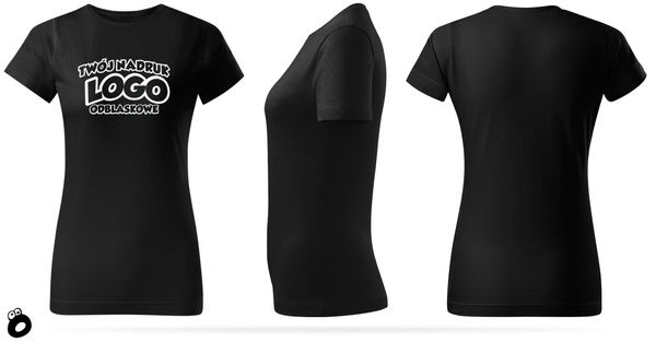 Damska bawełniana koszulka T-shirt z własnym nadrukiem - kolor czarny