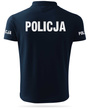 Granatowa męska bawełniana koszulka polo z nadrukiem odblaskowym POLICJA