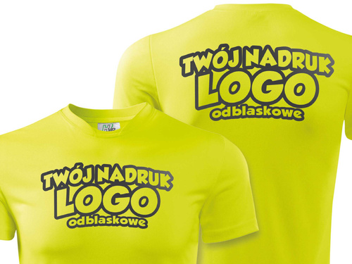 Żółta męska koszulka termoaktywna z własnym nadrukiem