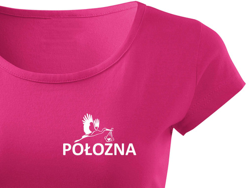Koszulka medyczna damska z nadrukiem - POŁOŻNA