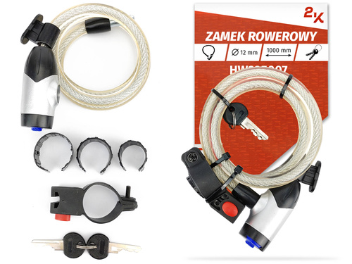 Blokada rowerowa z uchwytem 2K - 12x1000 mm - przeźroczysta