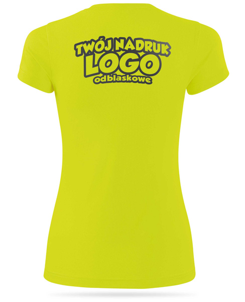 Żółta damska koszulka termoaktywna z własnym nadrukiem