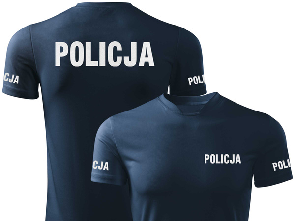 Granatowa koszulka termoaktywna nadruk POLICJA