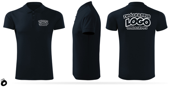 Bawełniana męska koszulka polo z własnym nadrukiem - kolor granatowy