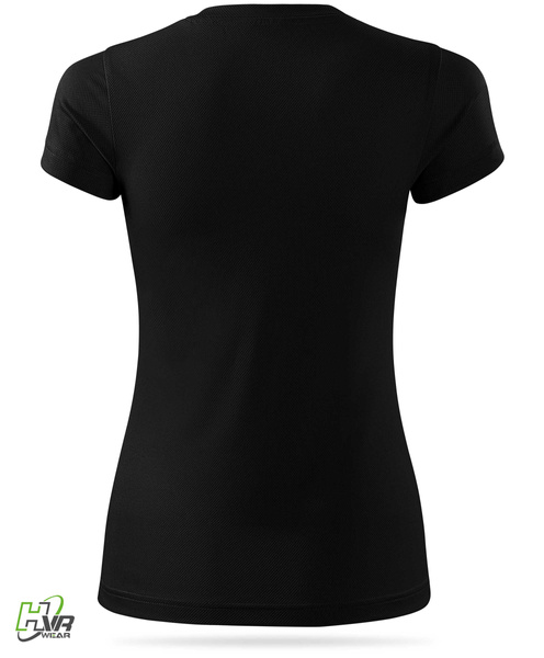 Czarna damska koszulka termoaktywna z własnym nadrukiem